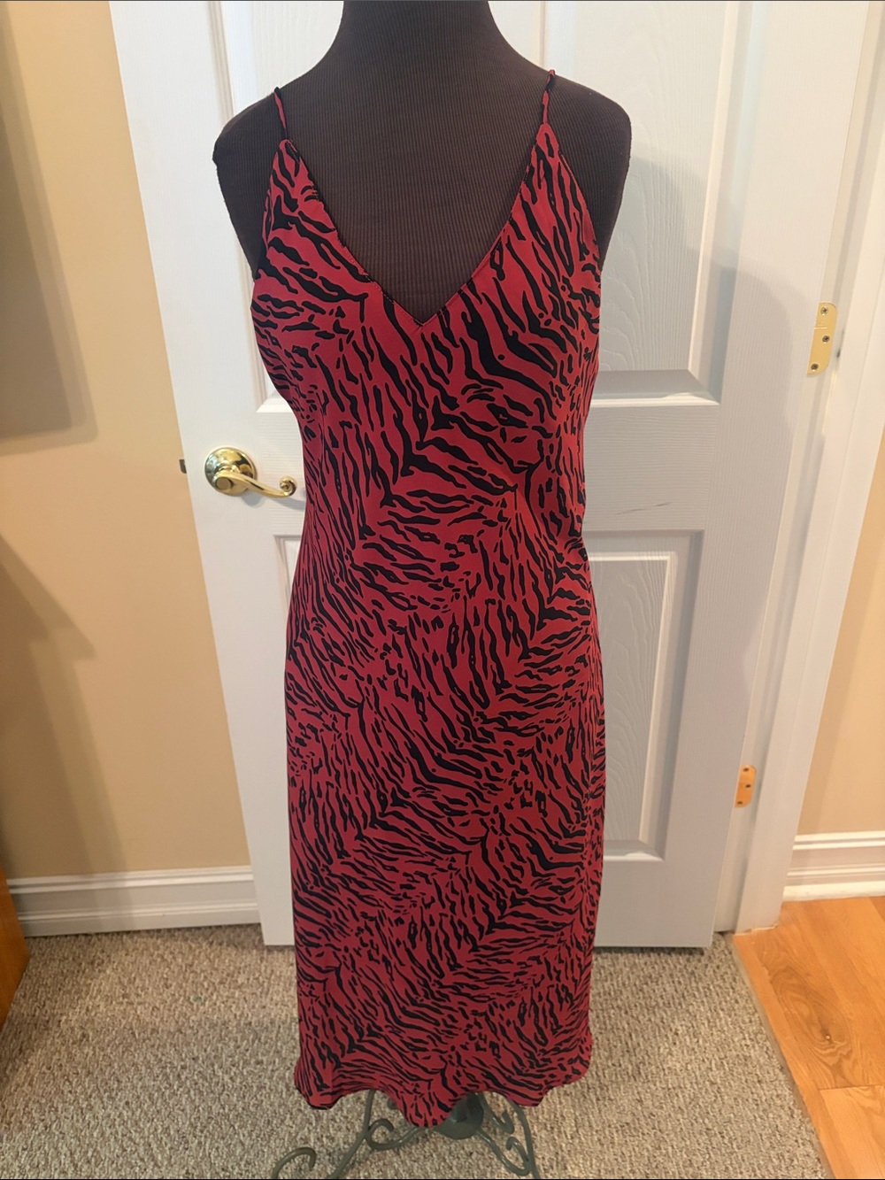 NWT Buddy Love Zebra-Print Midi Slip Dress Size Large